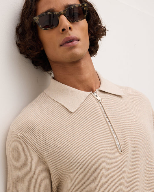 Knitted zipper polo