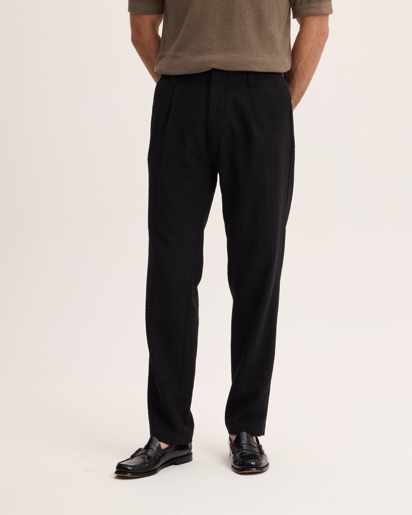 Linen Blend Tapered Trousers