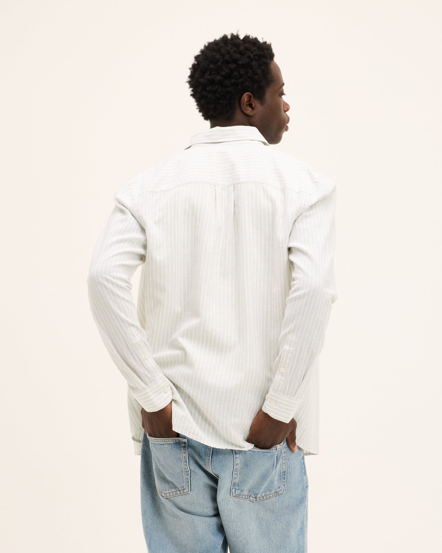 Subway Striped Button-up Linen Shirt